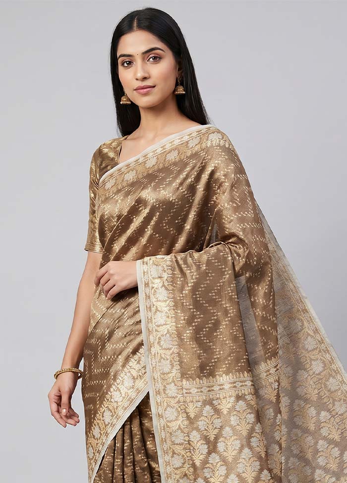 Cream Tissue Silk Saree With Blouse Piece