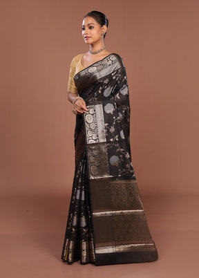 Black Kora Silk Saree With Blouse Piece