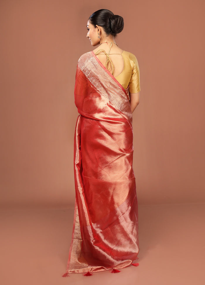 Pink Tissue Silk Saree With Blouse Piece