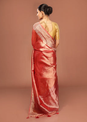 Pink Tissue Silk Saree With Blouse Piece