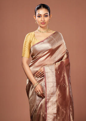 Maroon Tissue Silk Saree With Blouse Piece