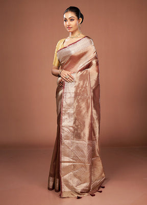 Maroon Tissue Silk Saree With Blouse Piece