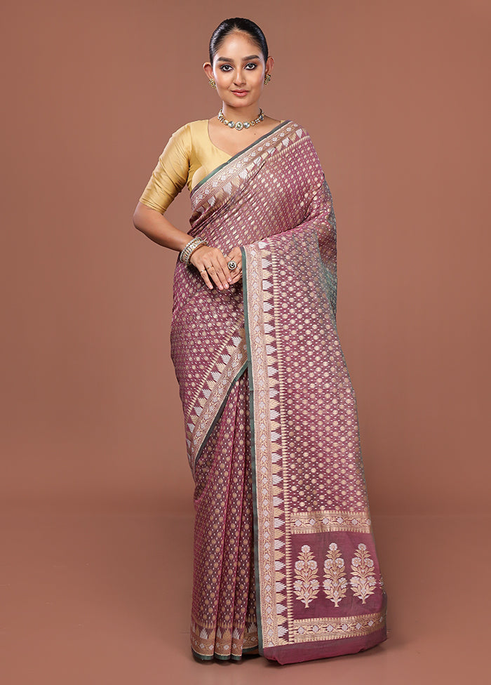 Purple Kora Silk Saree With Blouse Piece