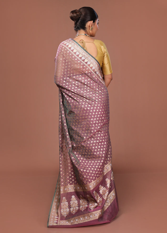 Purple Kora Silk Saree With Blouse Piece