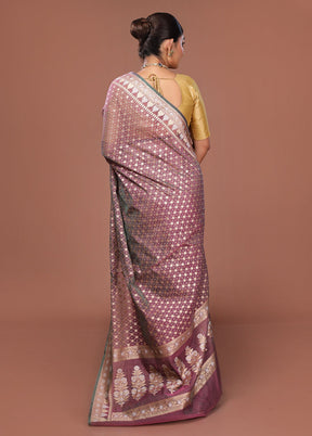 Purple Kora Silk Saree With Blouse Piece