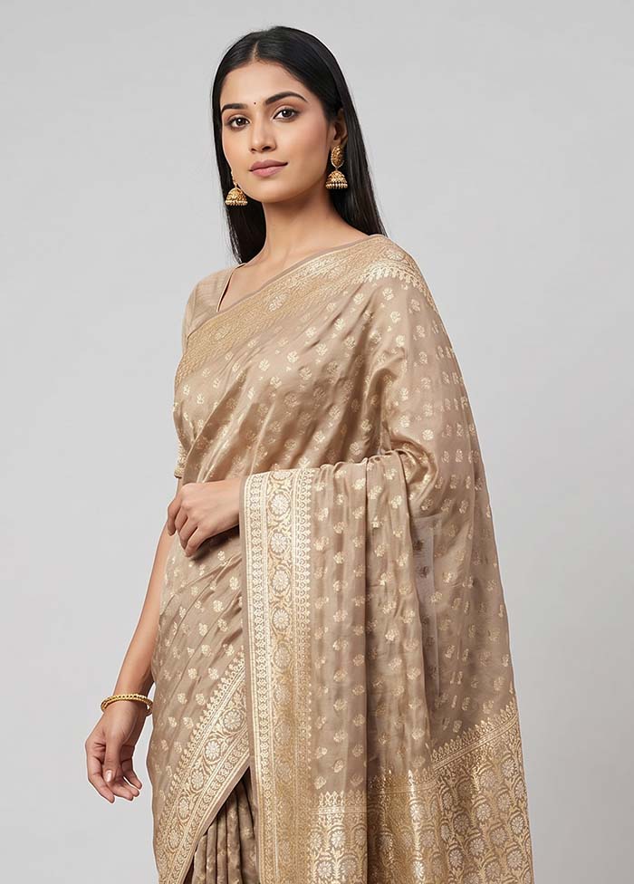 Grey Kora Silk Saree With Blouse Piece
