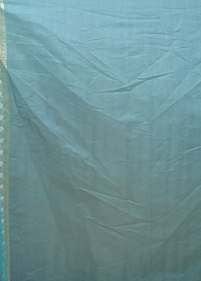 Blue Kora Silk Saree With Blouse Piece