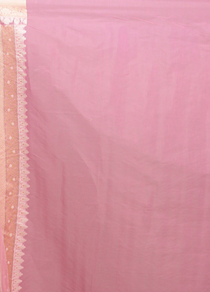 Pink Kora Silk Saree With Blouse Piece