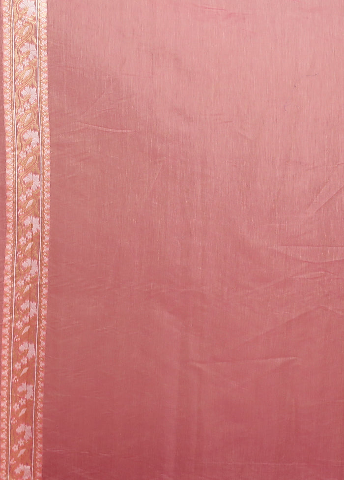 Pink Kora Silk Saree With Blouse Piece
