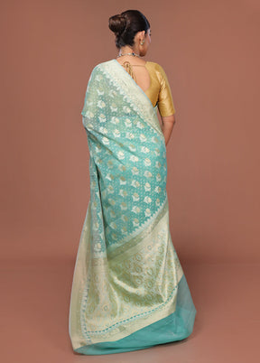 Green Kora Silk Saree With Blouse Piece
