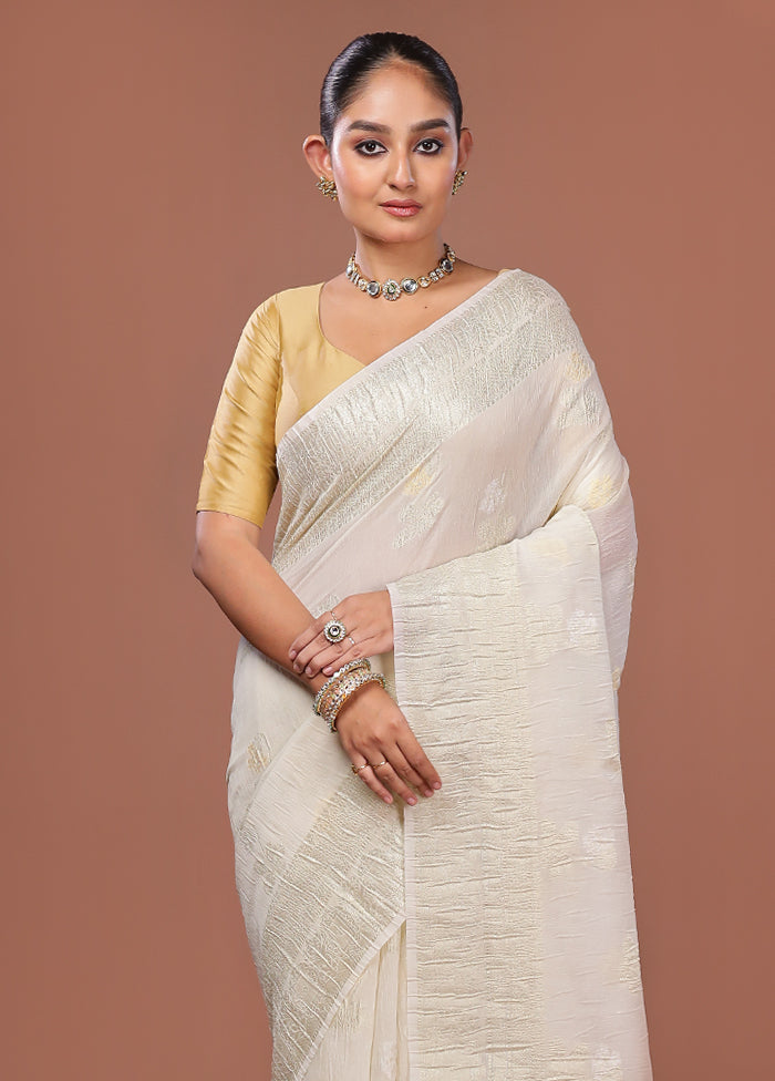 White Tissue Silk Saree With Blouse Piece