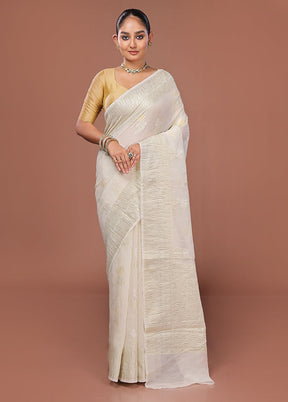 White Tissue Silk Saree With Blouse Piece