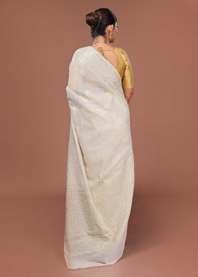 White Tissue Silk Saree With Blouse Piece