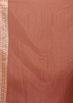 Rust Kora Silk Saree With Blouse Piece