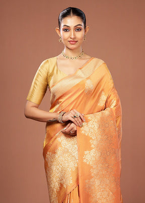 Yellow Tissue Silk Saree With Blouse Piece