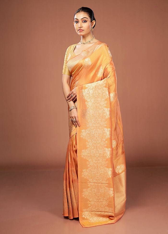 Yellow Tissue Silk Saree With Blouse Piece