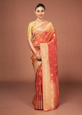 Orange Tissue Silk Saree With Blouse Piece