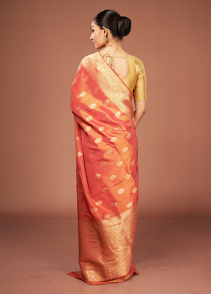 Orange Tissue Silk Saree With Blouse Piece