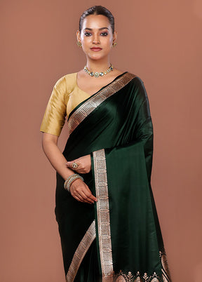 Green Banarasi Silk Saree With Blouse Piece