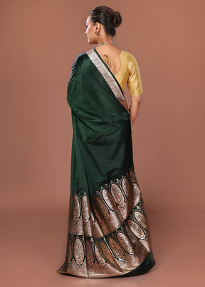 Green Banarasi Silk Saree With Blouse Piece