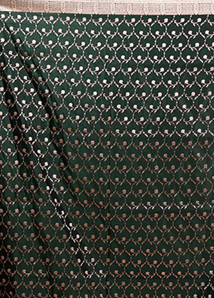 Green Banarasi Silk Saree With Blouse Piece