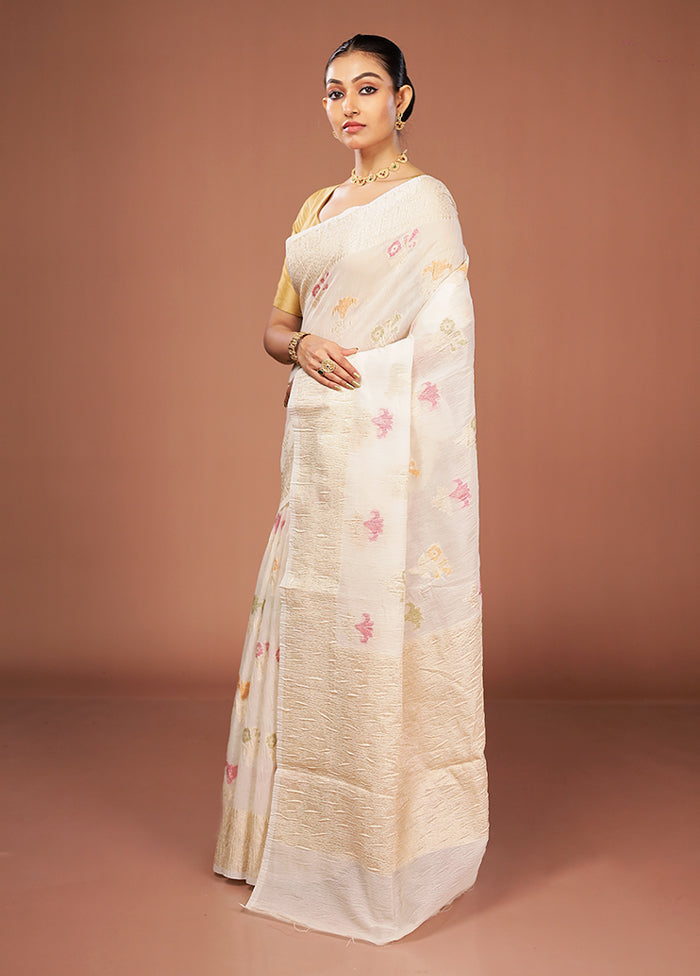 White Tissue Silk Saree With Blouse Piece