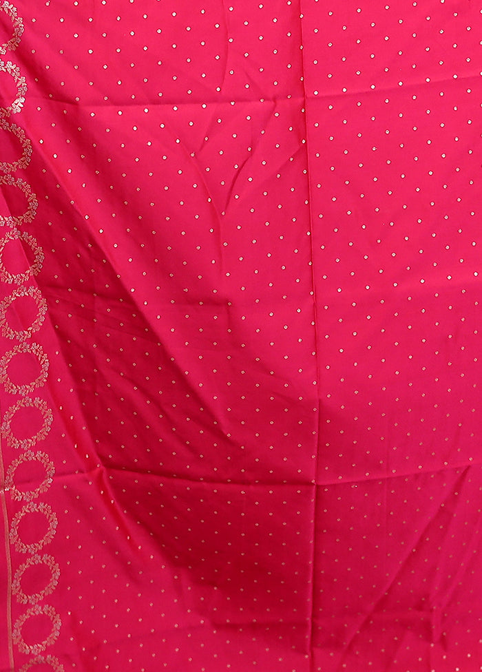 Pink Banarasi Silk Saree With Blouse Piece