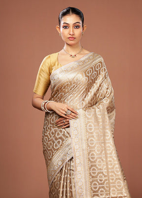 Brown Tissue Silk Saree With Blouse Piece
