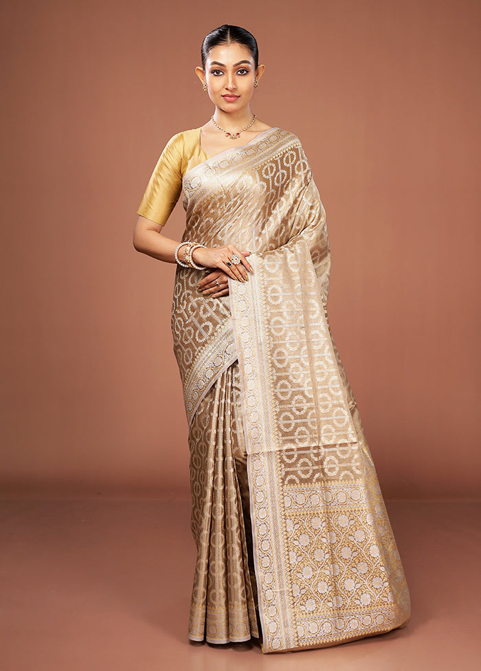 Brown Tissue Silk Saree With Blouse Piece