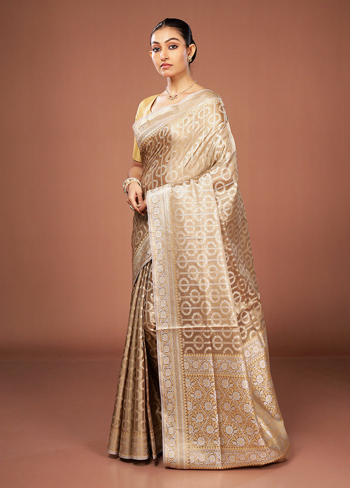 Brown Tissue Silk Saree With Blouse Piece