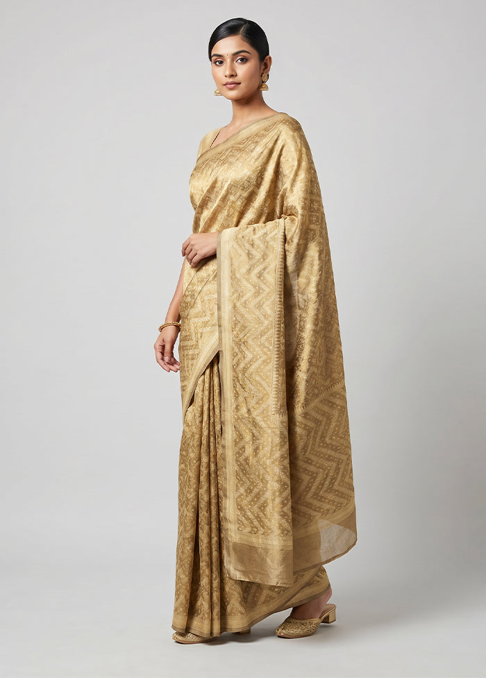 Cream Tissue Silk Saree With Blouse Piece