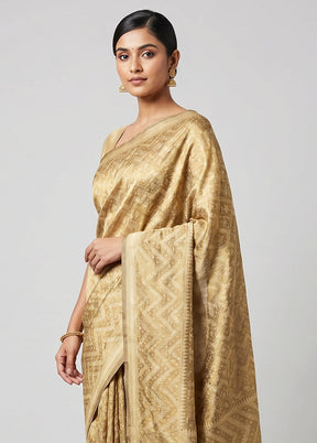 Cream Tissue Silk Saree With Blouse Piece