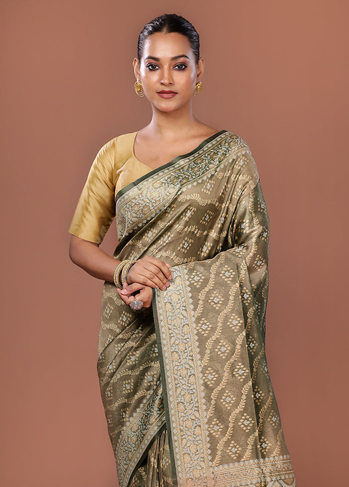 Green Tissue Silk Saree With Blouse Piece