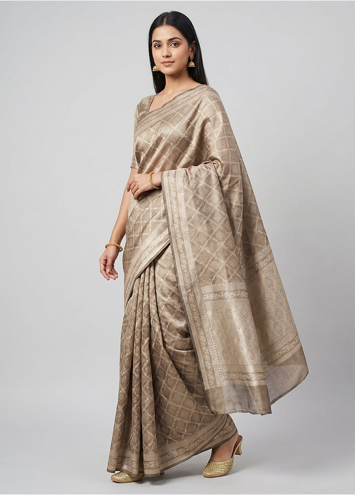 Grey Tissue Silk Saree With Blouse Piece