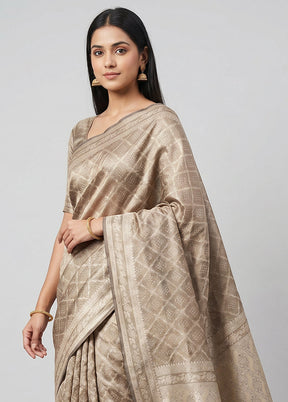 Grey Tissue Silk Saree With Blouse Piece