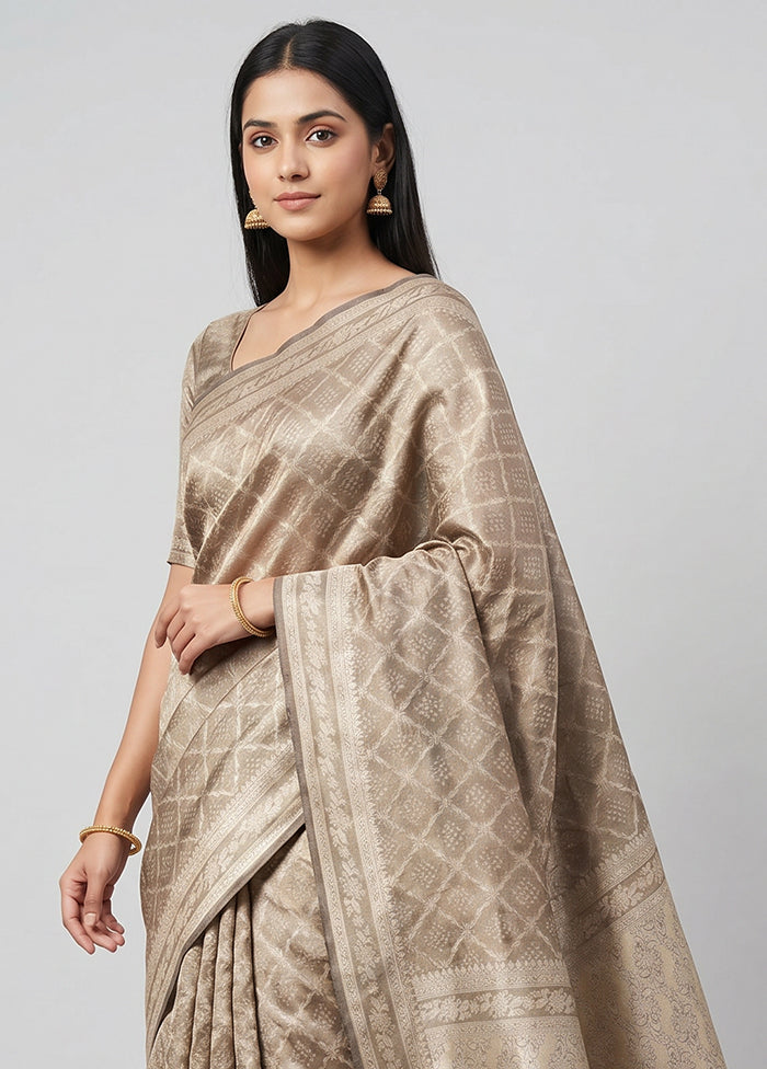 Grey Tissue Silk Saree With Blouse Piece