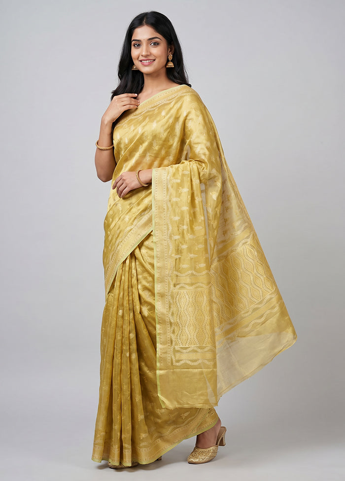 Cream Tissue Silk Saree With Blouse Piece