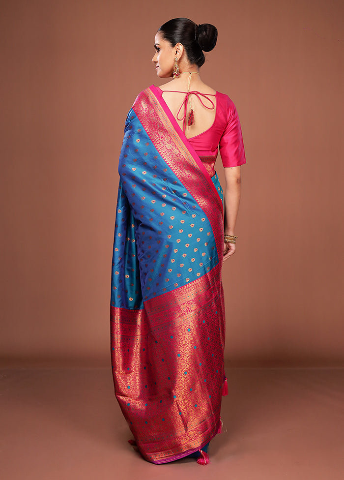 Green Printed Silk Saree Without Blouse Piece