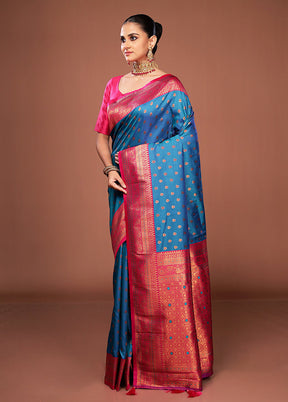 Green Printed Silk Saree Without Blouse Piece