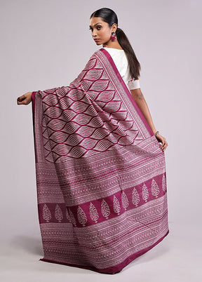 Pink Printed Silk Saree Without Blouse Piece