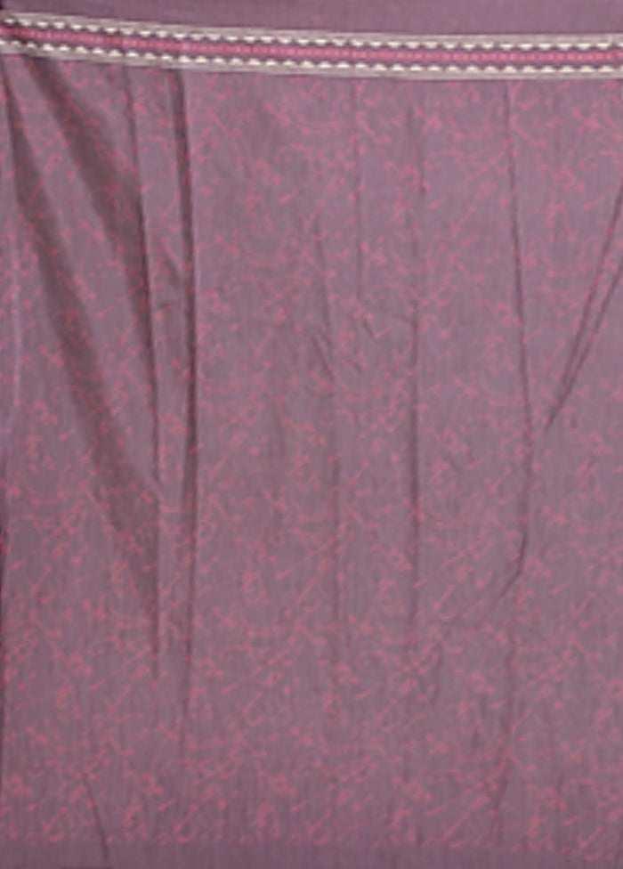 Purple Printed Silk Saree Without Blouse Piece