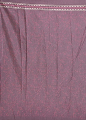 Purple Printed Silk Saree Without Blouse Piece