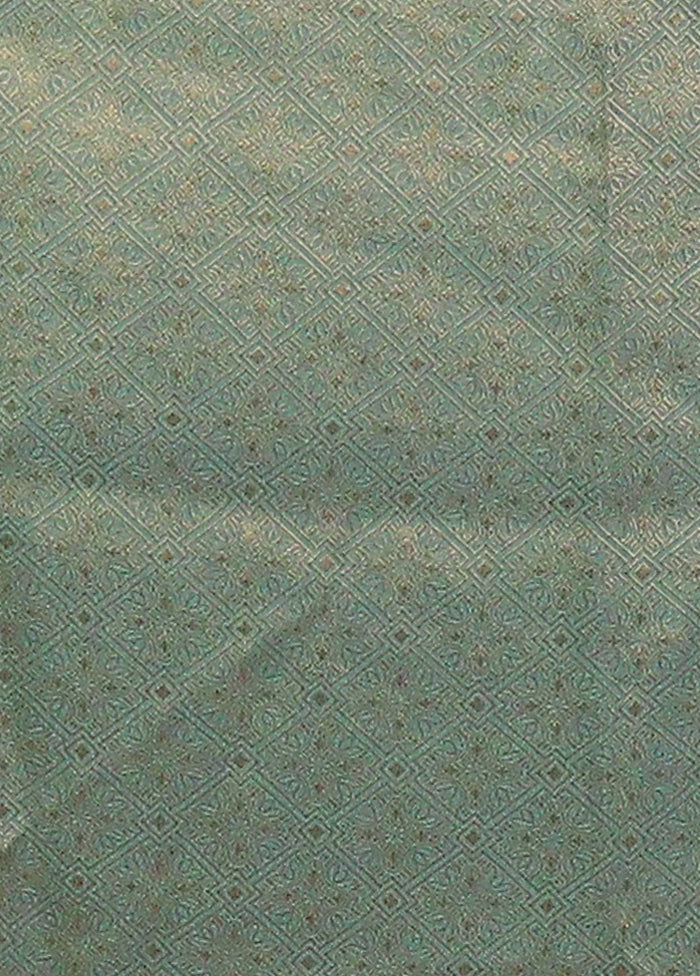 Green Dupion Silk Saree With Blouse Piece