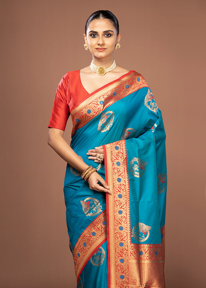 Green Dupion Silk Saree With Blouse Piece