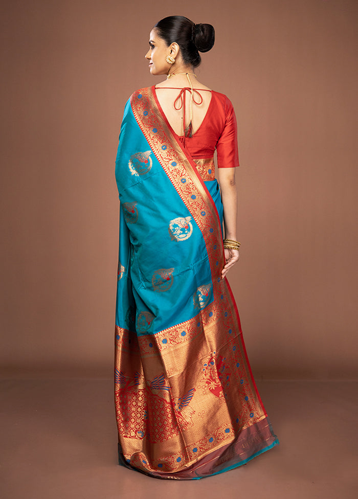 Green Dupion Silk Saree With Blouse Piece