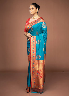 Green Dupion Silk Saree With Blouse Piece