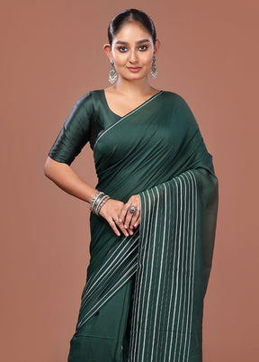 Green Matka Silk Saree With Blouse Piece
