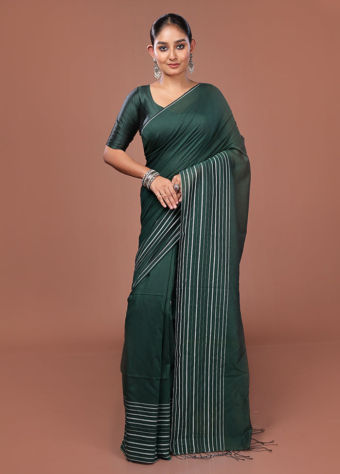 Green Matka Silk Saree With Blouse Piece