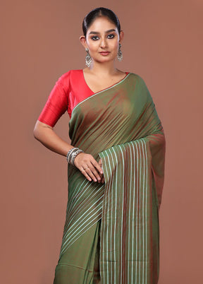 Green Matka Silk Saree With Blouse Piece