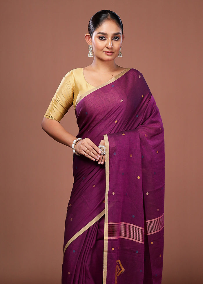 Purple Matka Silk Saree With Blouse Piece